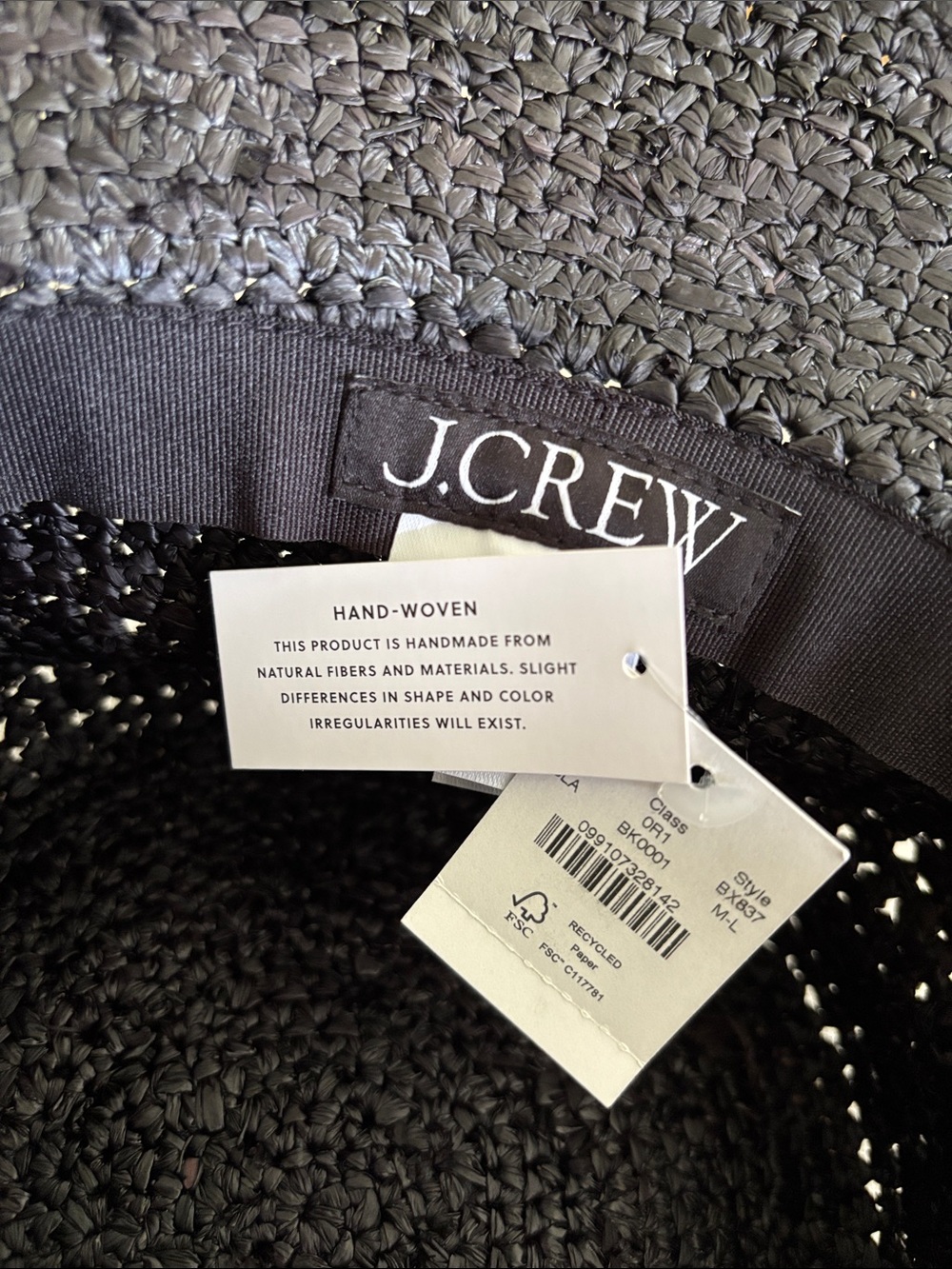 J. Crew Black Woven Straw Bucket Hat - Picture 3 of 6